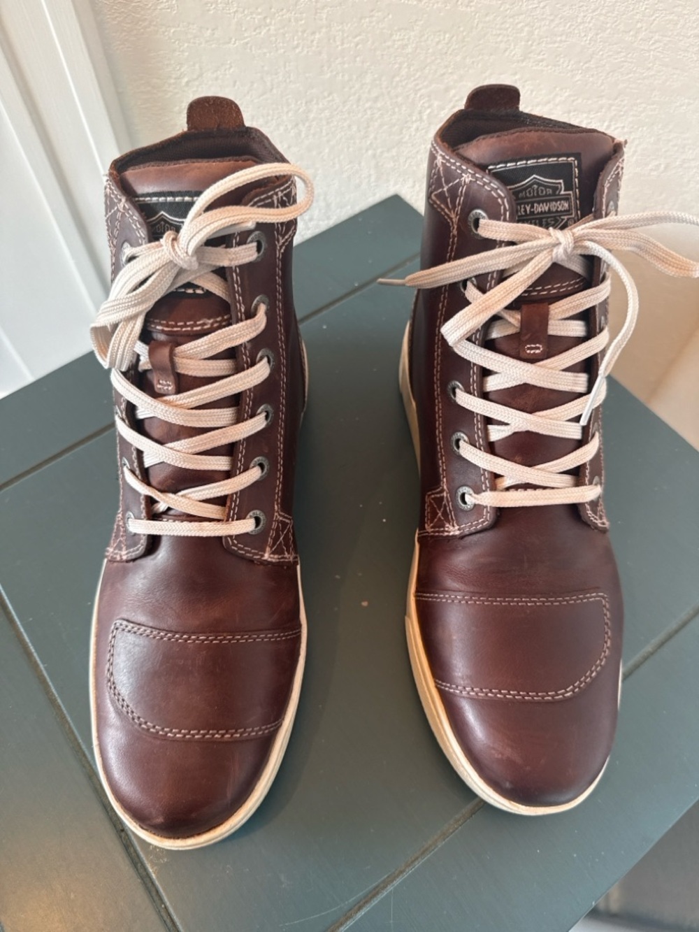 Harley-Davidson Brown Leather High Top Boots Men’s Lace Up Casual Sneaker Style